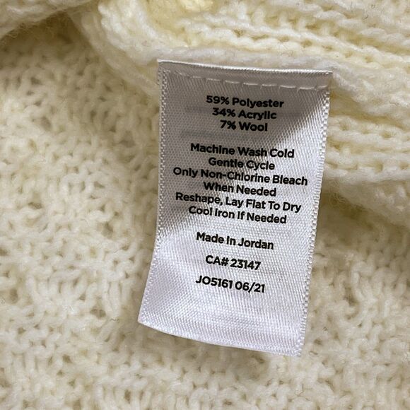 Talbots Petite Large Ivory Lattice Knit Mock Neck Pullover Sweater Large - Picture 7 of 8